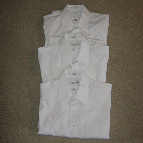 Van Heusen Short Sleeve Dress Shirt White Sz 15.5 Lot of 3 - Picture 15 of 16